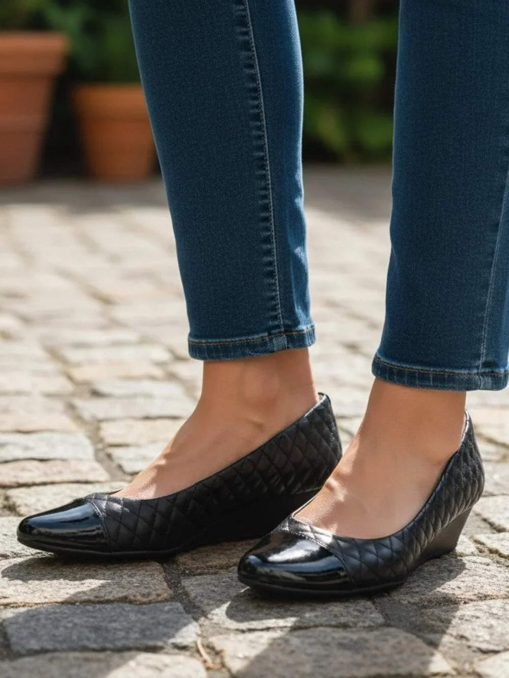 Bandolino Black Quilted Wedge Flats